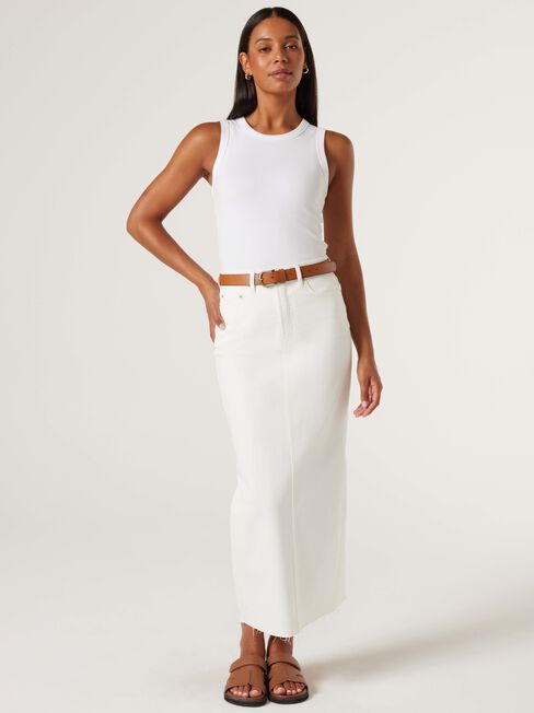 Suki Denim Skirt, Off White, hi-res