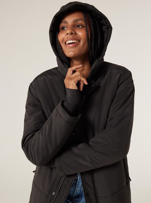 Lara Puffer Jacket, Black, hi-res