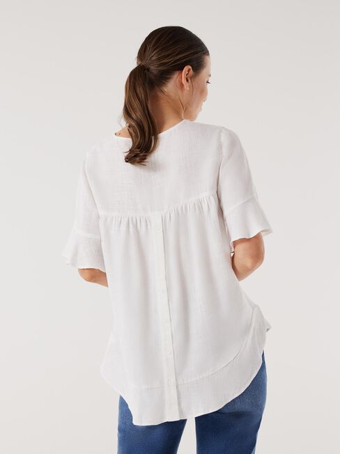 Alivia Ruffle Hem Top, White, hi-res