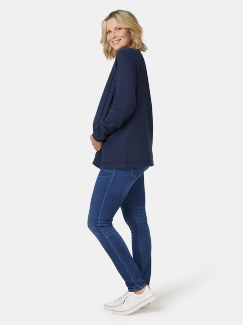 Violet Cross Over Maternity Sweat, Blue, hi-res