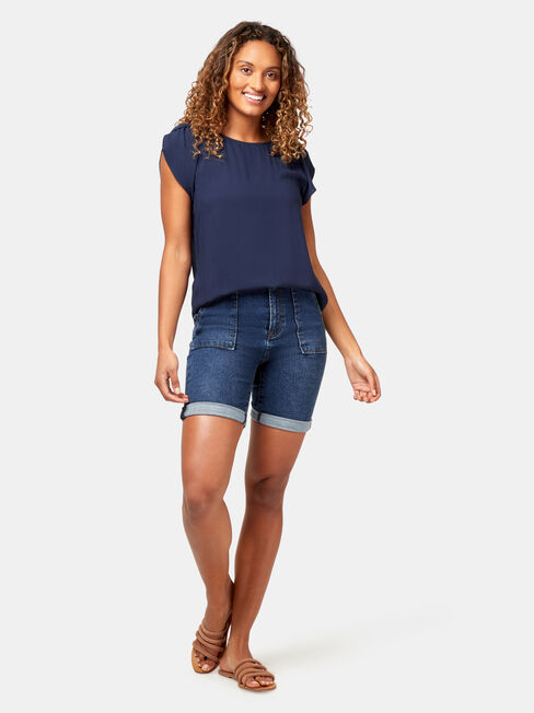 Saffi Petal Sleeve Blouse, Blue, hi-res