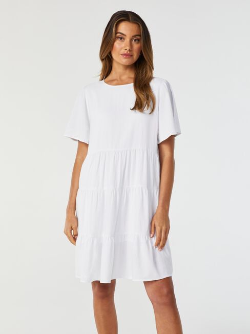 Bobby Tiered Dress, White, hi-res