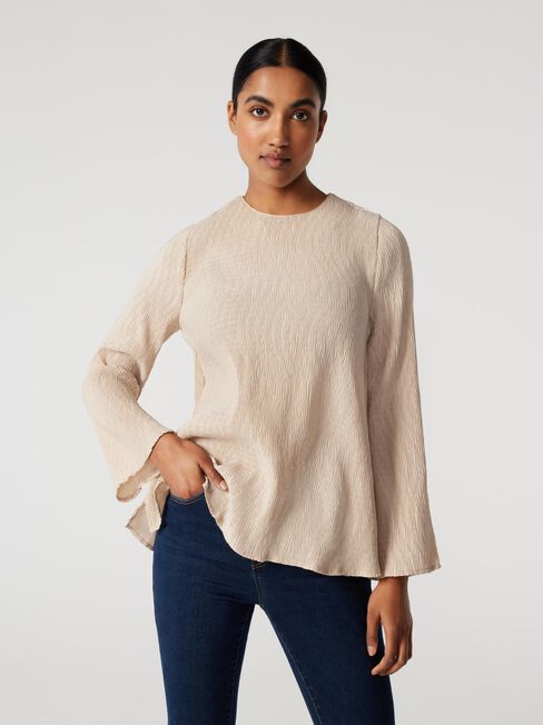 Ella Bell Sleeve Top, Bone, hi-res