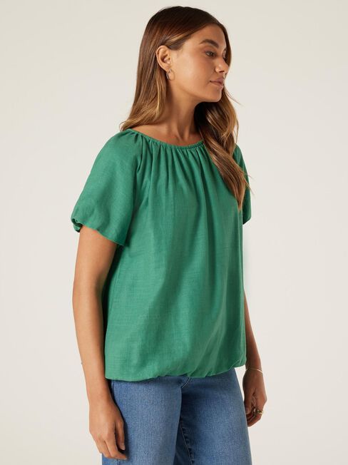 Hazel Puff Sleeve Top, Green Primrose, hi-res