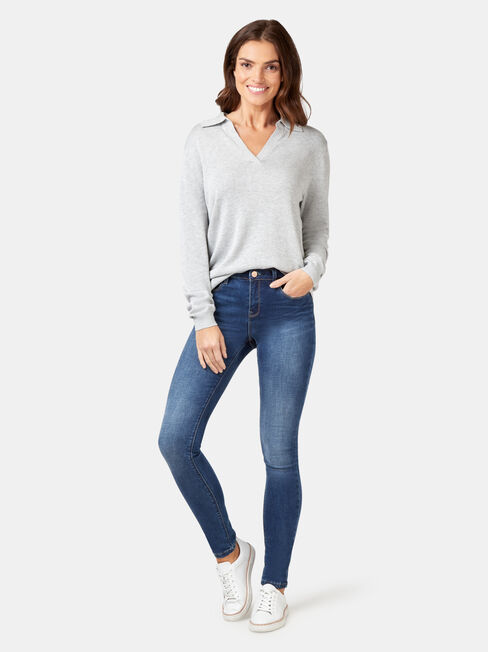 Iris Collared Knit, Grey, hi-res