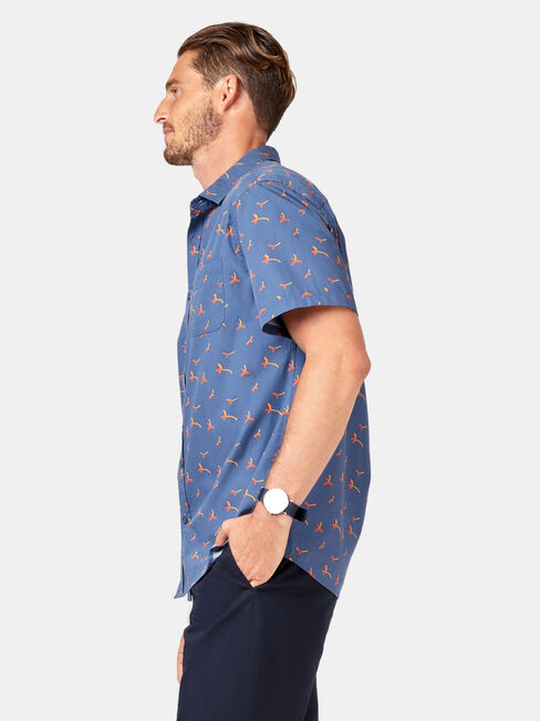 Finn Short Sleeve Print Shirt, Blue, hi-res