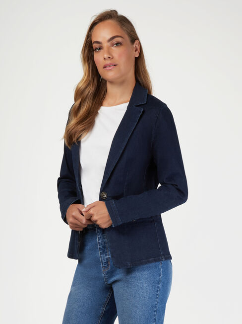 Denim Blazer, Blue, hi-res