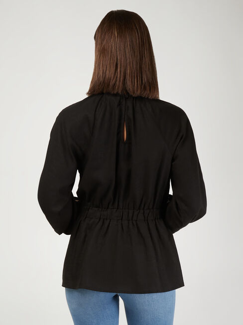 Jasmine Split Sleeve Blouse, Black, hi-res