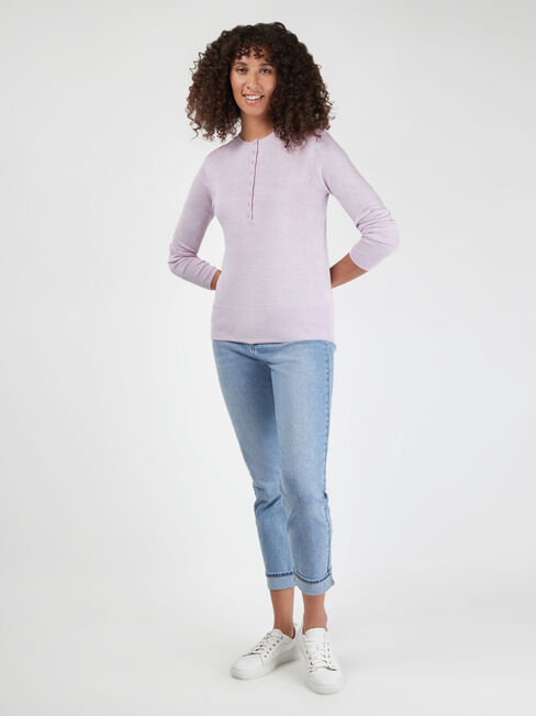 Jenny Fine Knit Henley, Pink, hi-res
