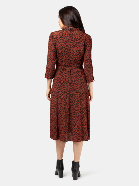 Mishy Midi Shirt Dress, Brown, hi-res