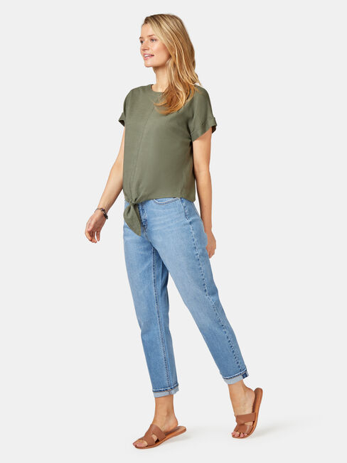 Luna Linen Blend Top, Green, hi-res