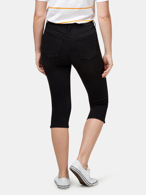 Sonni Mid Waisted Pedal Pusher, Black, hi-res