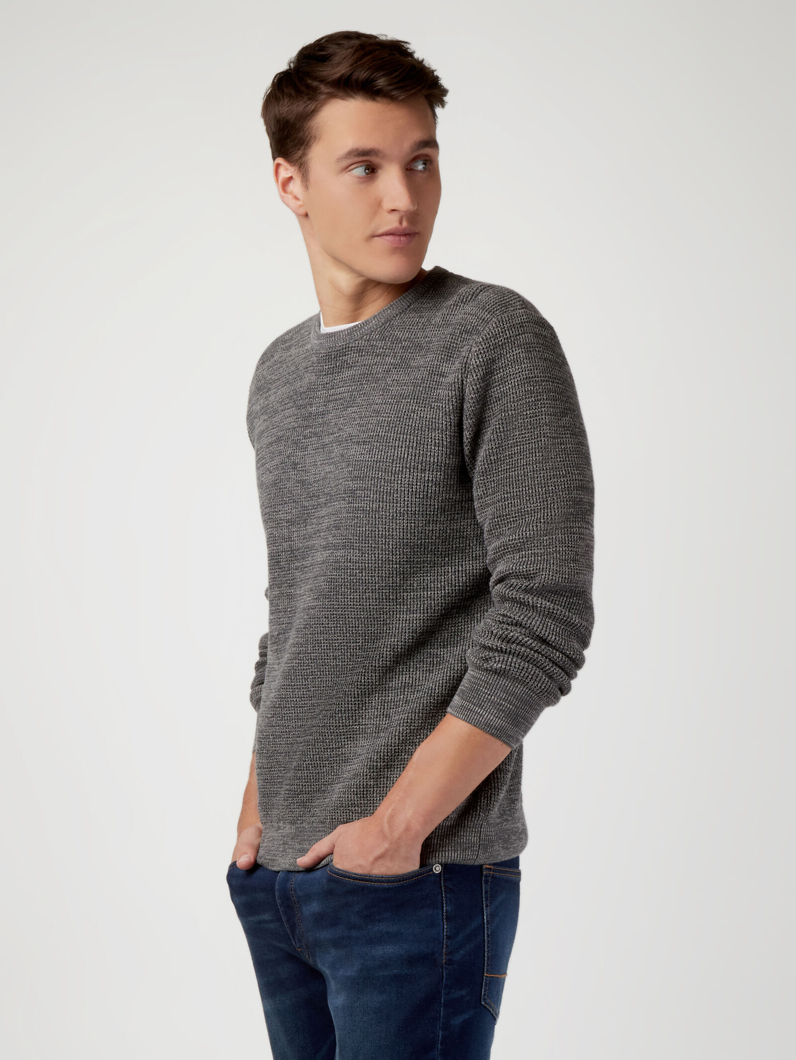 Gray crew neck sweater on sale