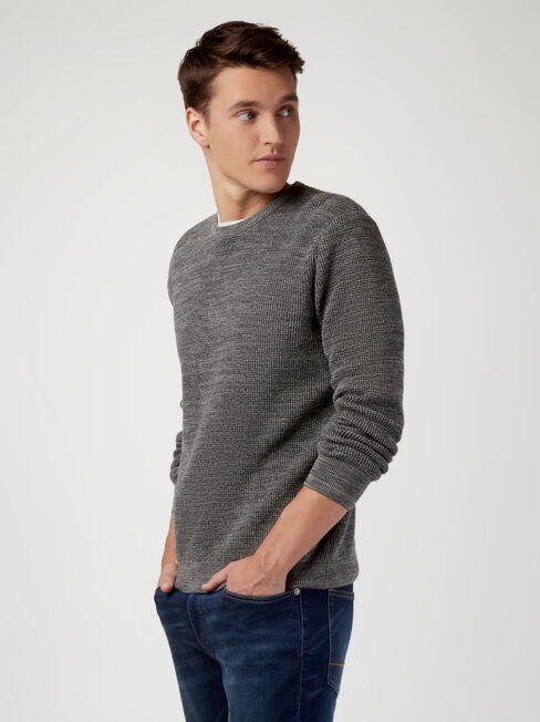 Spencer Textured Crew Knit, Grey, hi-res