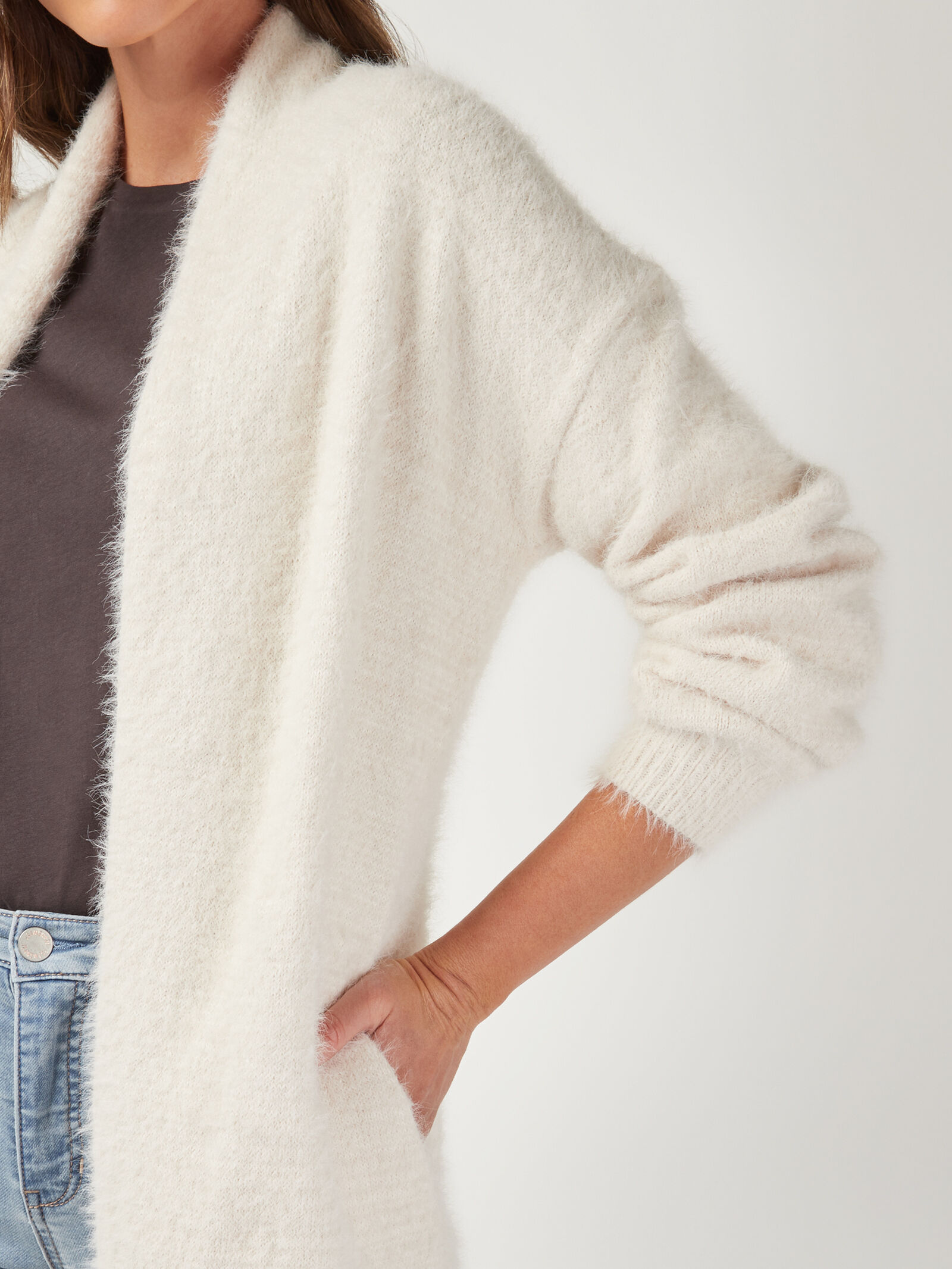 Fuzzy soft cardigan store