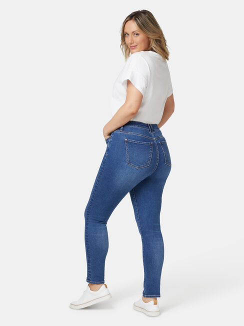 Ellie Curve Embracer High Waisted Skinny 7/8 Jeans Bright Indigo, Mid Indigo, hi-res