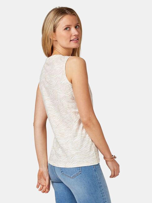 Brielle Rouched Side Tank, Stripe, hi-res