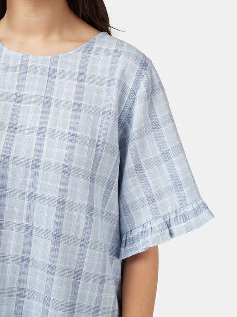Lola Ruffle Top, Blue Stripe, hi-res
