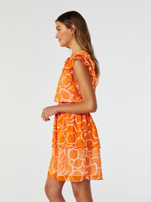 Bay Shirred Waist Dress, Orange, hi-res