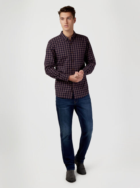 LS Nelson Brushed Check Shirt, Blue, hi-res
