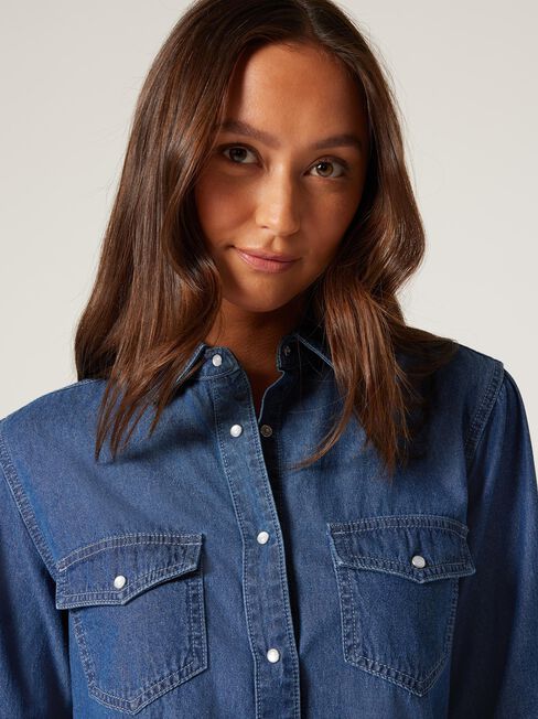 Remi Denim Shirt, Dark Vintage, hi-res