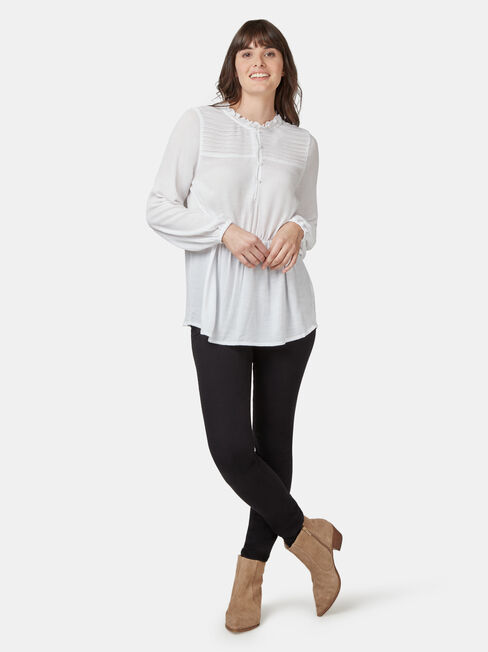 Aria Peplum Hem Top, White, hi-res