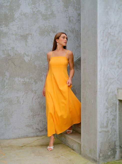 Nellie Fit and Flare Dress, Orange, hi-res