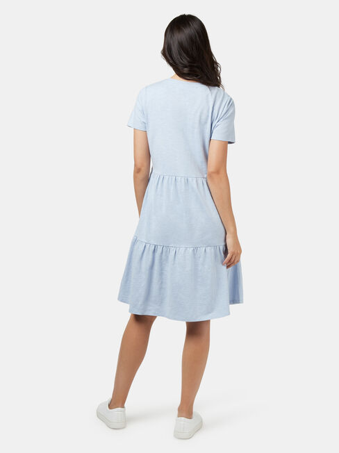 Alice Tiered Jersey Dress, Blue, hi-res