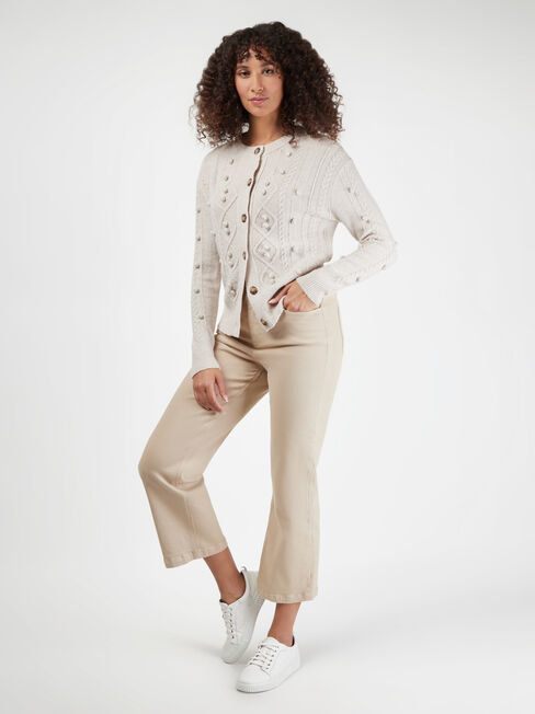 Farah Cable Cardi, Brown, hi-res