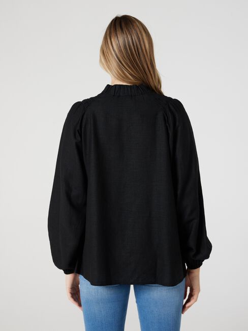 Amelia Button Down Blouse, Black, hi-res