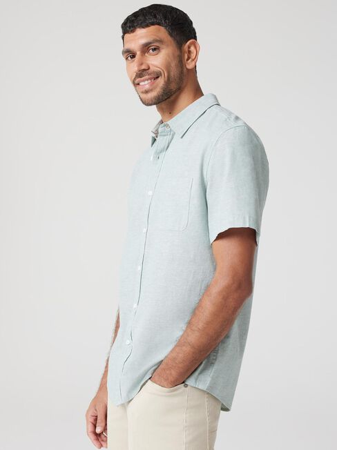 Wolf Textured Short Sleeve Shirt, Green, hi-res