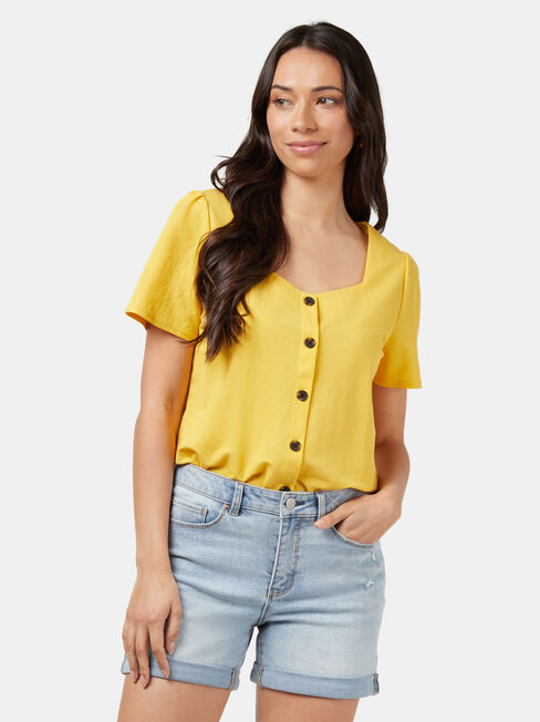 Marie Sweetheart Neck Top, Yellow, hi-res