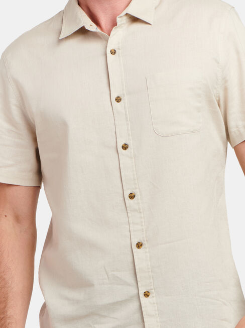 Ethan Short Sleeve Textured Shirt, Brown, hi-res