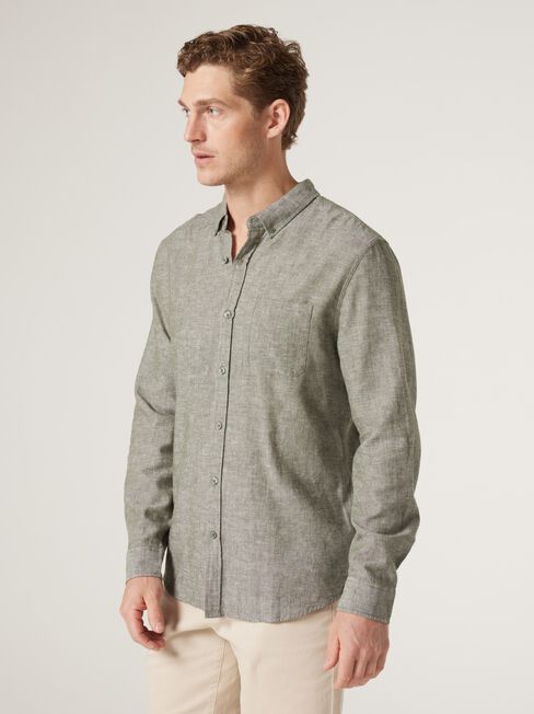 Brody Textured Long Sleeve Shirt, Green, hi-res