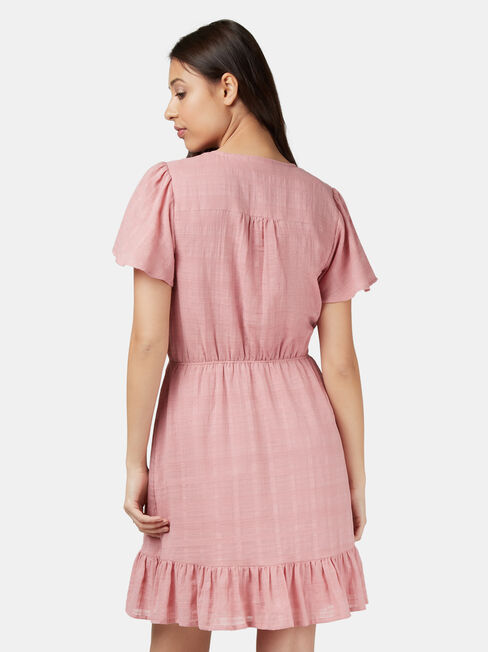 Harmony Flutter Sleeve Dress, Pink, hi-res