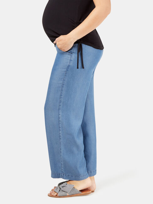 Alana Chambray Maternity Pants, Blue, hi-res