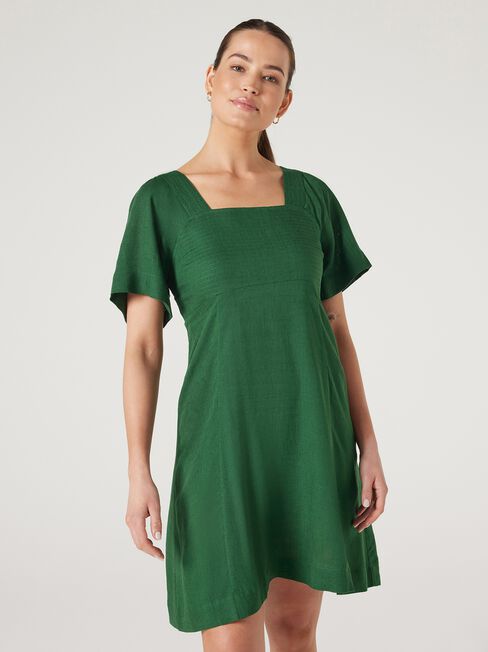Victoria Flutter Sleeve Dress, Green, hi-res