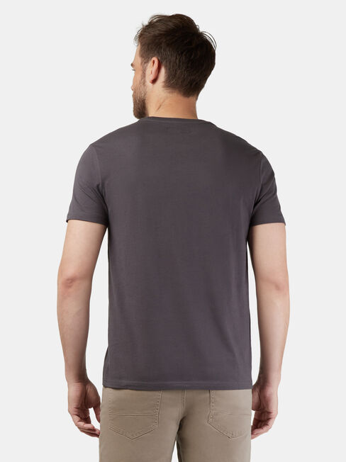 Leon Short Sleeve Print Crew Tee, Grey, hi-res