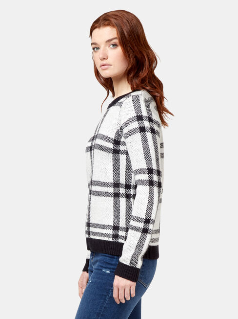 Audrey Check Pullover, White, hi-res