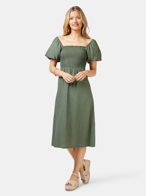 Reese Shirred Bust Dress, Green, hi-res