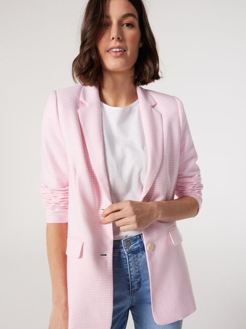 River Check Jacket, Pink, hi-res
