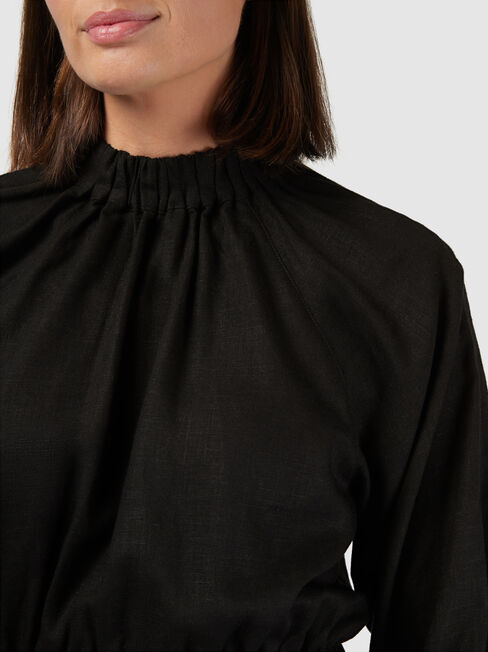 Jasmine Split Sleeve Blouse, Black, hi-res