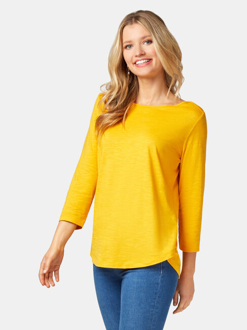 Essential Boatneck Tee, Yellow, hi-res