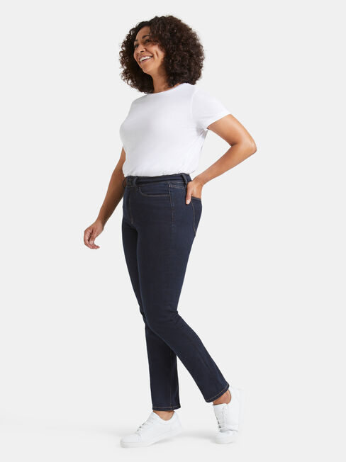 Tummy Trimmer Slim Straight Jeans  Absolute Indigo, Dark Indigo, hi-res