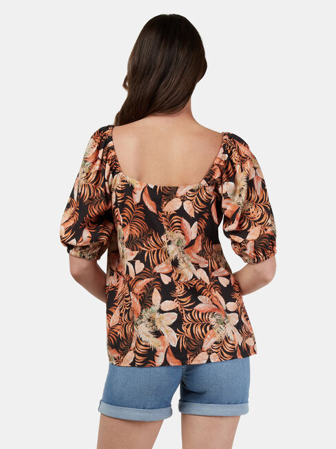 Lucinda Square Neck Top, Black, hi-res