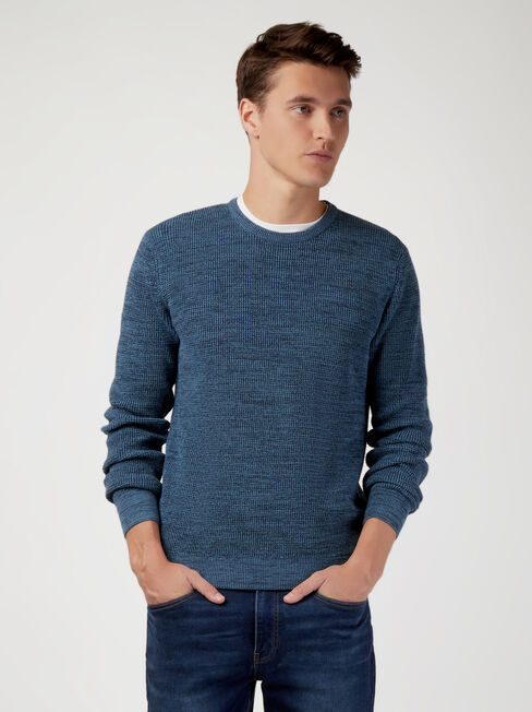 Spencer Textured Crew Knit, Blue, hi-res