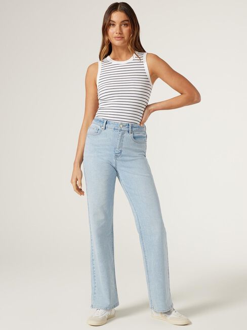Classic Rib Tank, White/French Navy Stripe, hi-res