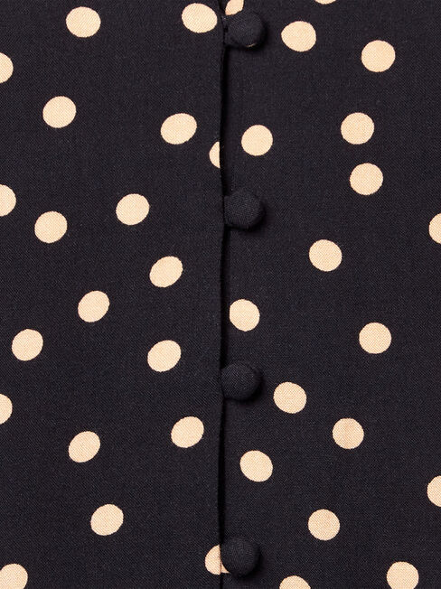 Holly Spot Midi Dress, Black, hi-res