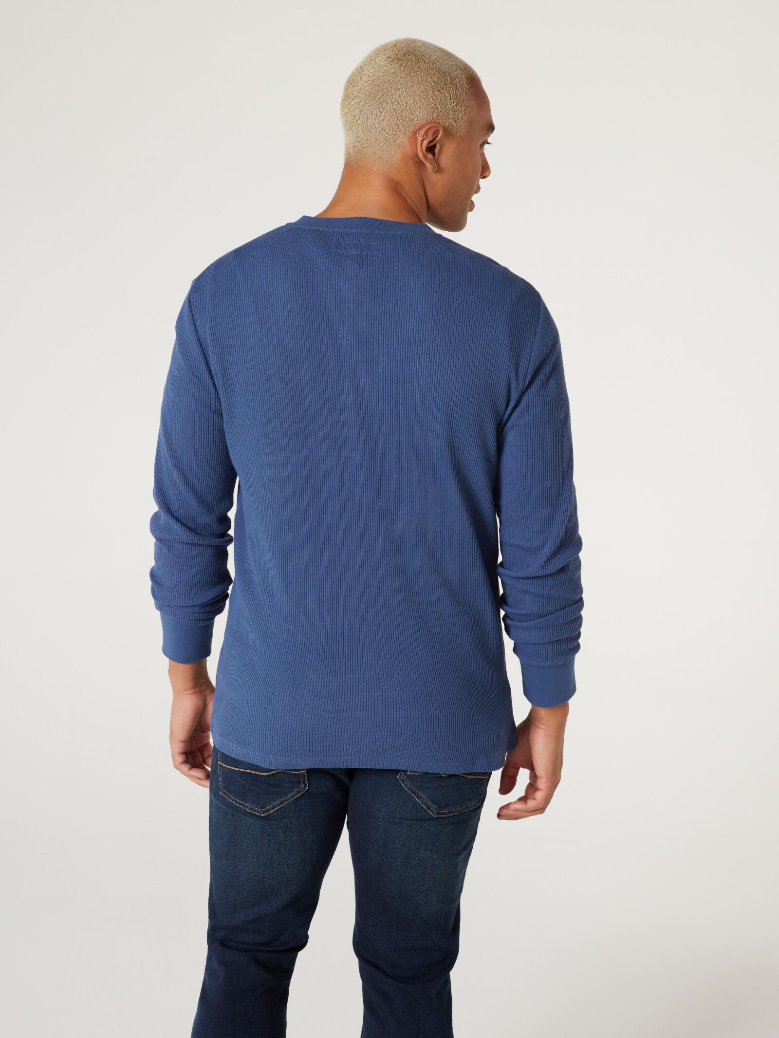 Buy LS Sullivan Waffle Henley Top - Blue Online | Jeanswest
