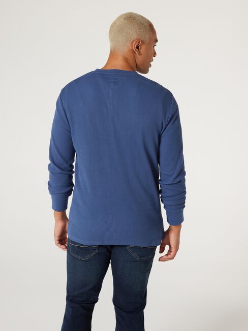 LS Sullivan Waffle Henley Top, Blue, hi-res